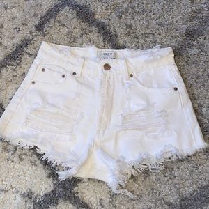 Forever 21 White Denim Distressed Shorts ‼️